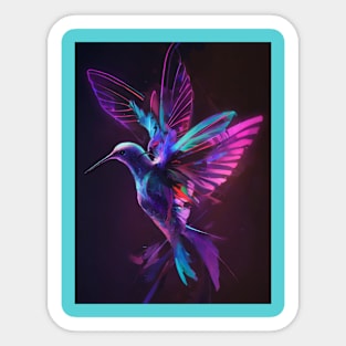 Neon Humming Bird art Sticker